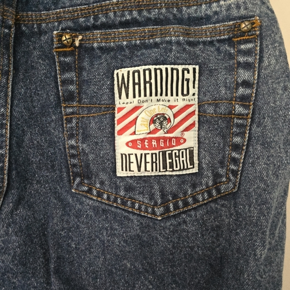 Sergio Never Legal Jeans Mens 33x30 Blue Vintage 80s Legal Dont Make It Right - Picture 5 of 10